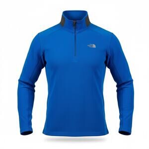 The North Face Men's Blue Flashdry Fleece Half Zip Pullover Sweatshirt - Small